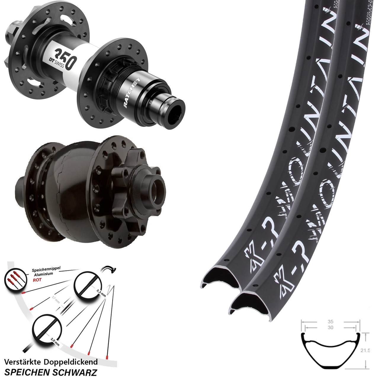 650B KX-R Mountain DT Swiss 350 Ratchet 36 SON 28 Disc 15x100 12x142 Laufradsatz Sram XD