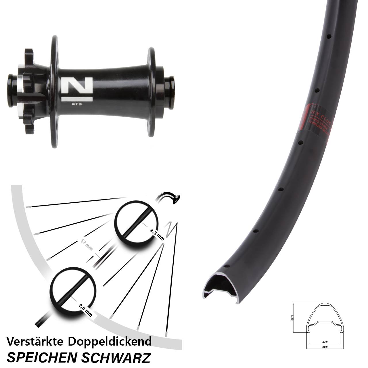 KX Clue Novatec D791 26 Zoll Disc Vorderrad 15x100