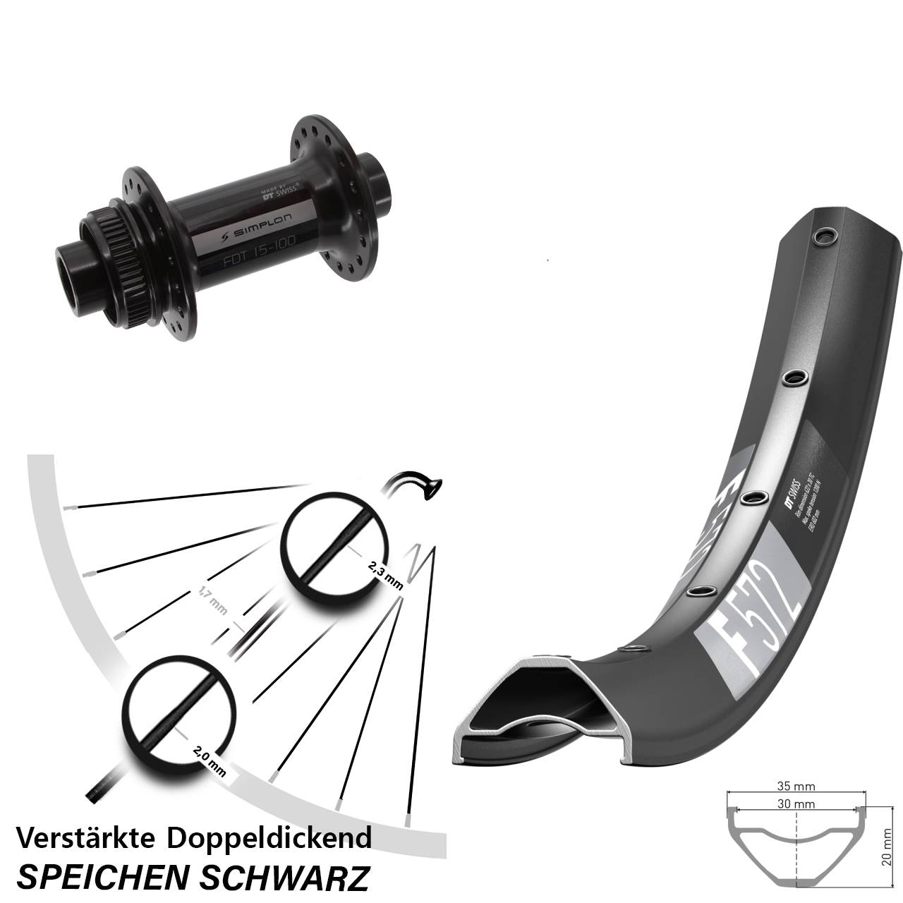 DT Swiss F572-370 29 Zoll Vorderrad Centerlock 15x100