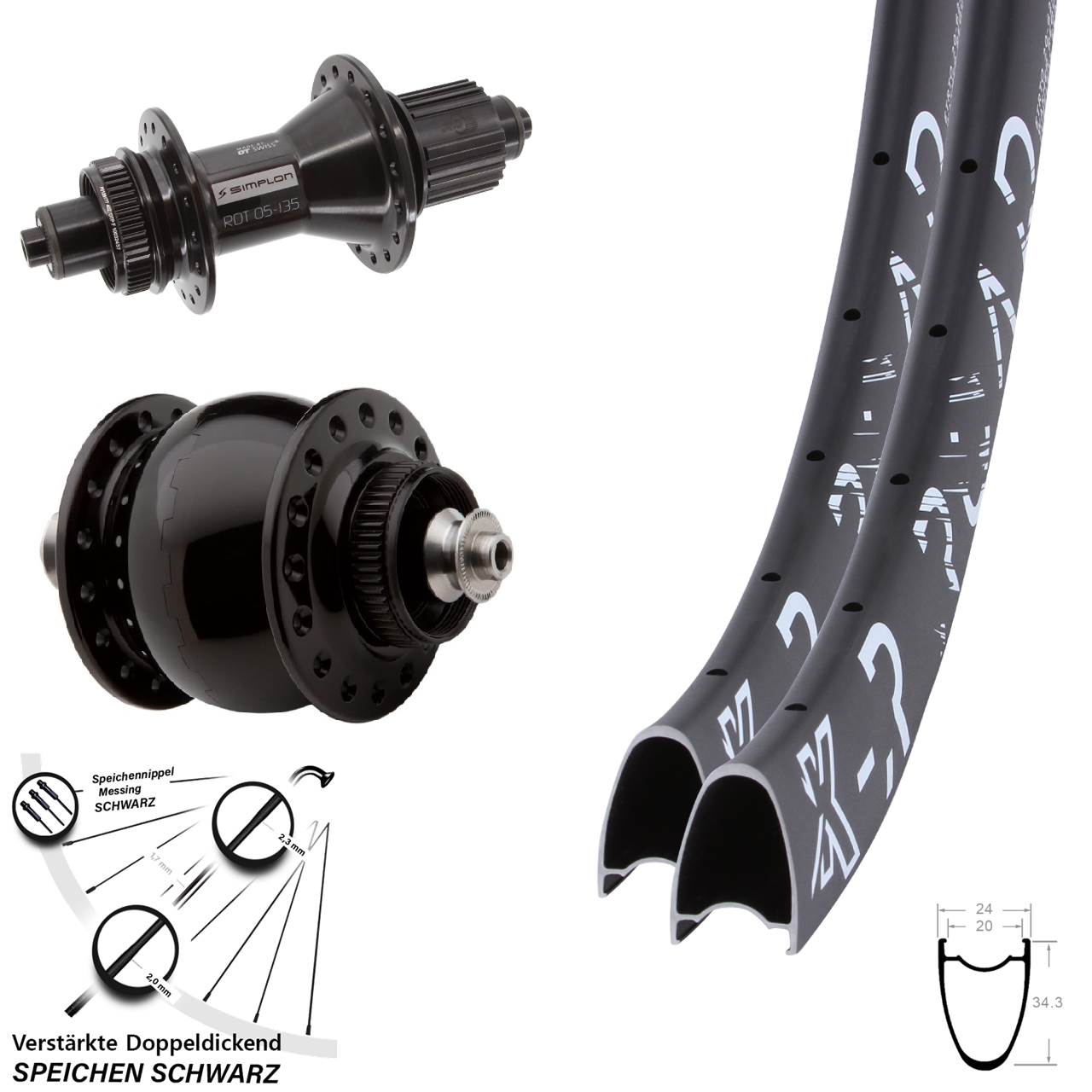 Laufradsatz Centerlock QR 28-29 Zoll KX-R Road DT Swiss 370 Hybrid SONdelux Micro Spline