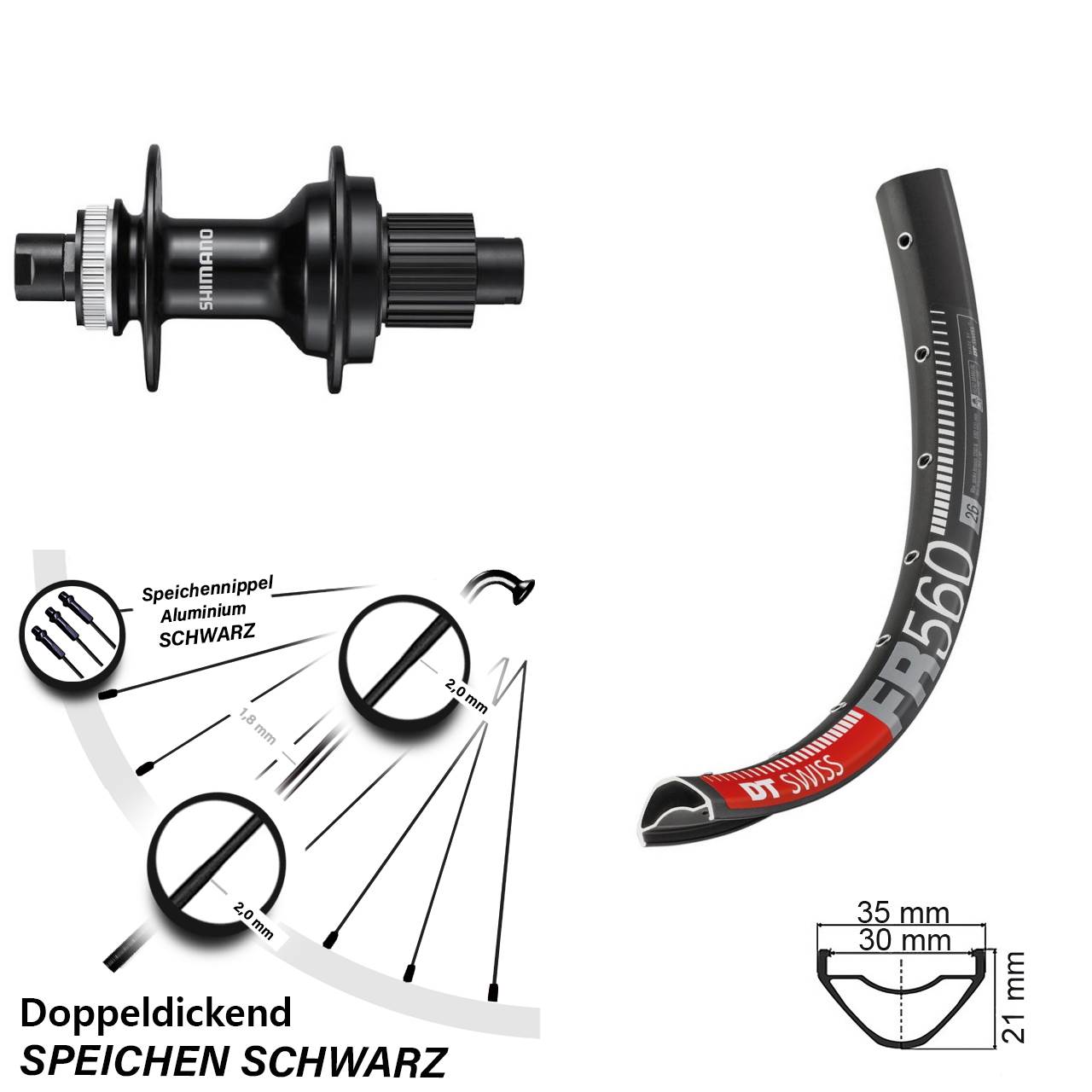 Centerlock Hinterrad 12x142 26 Zoll DT Swiss FR 560 Shimano FH-MT510 Micro Spline