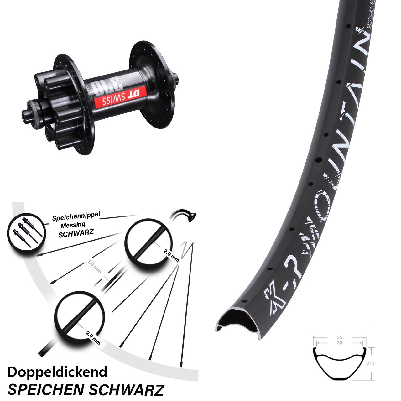 Disc Laufrad für Schnellspanner 29 Zoll KX-R Mountain DT Swiss 370