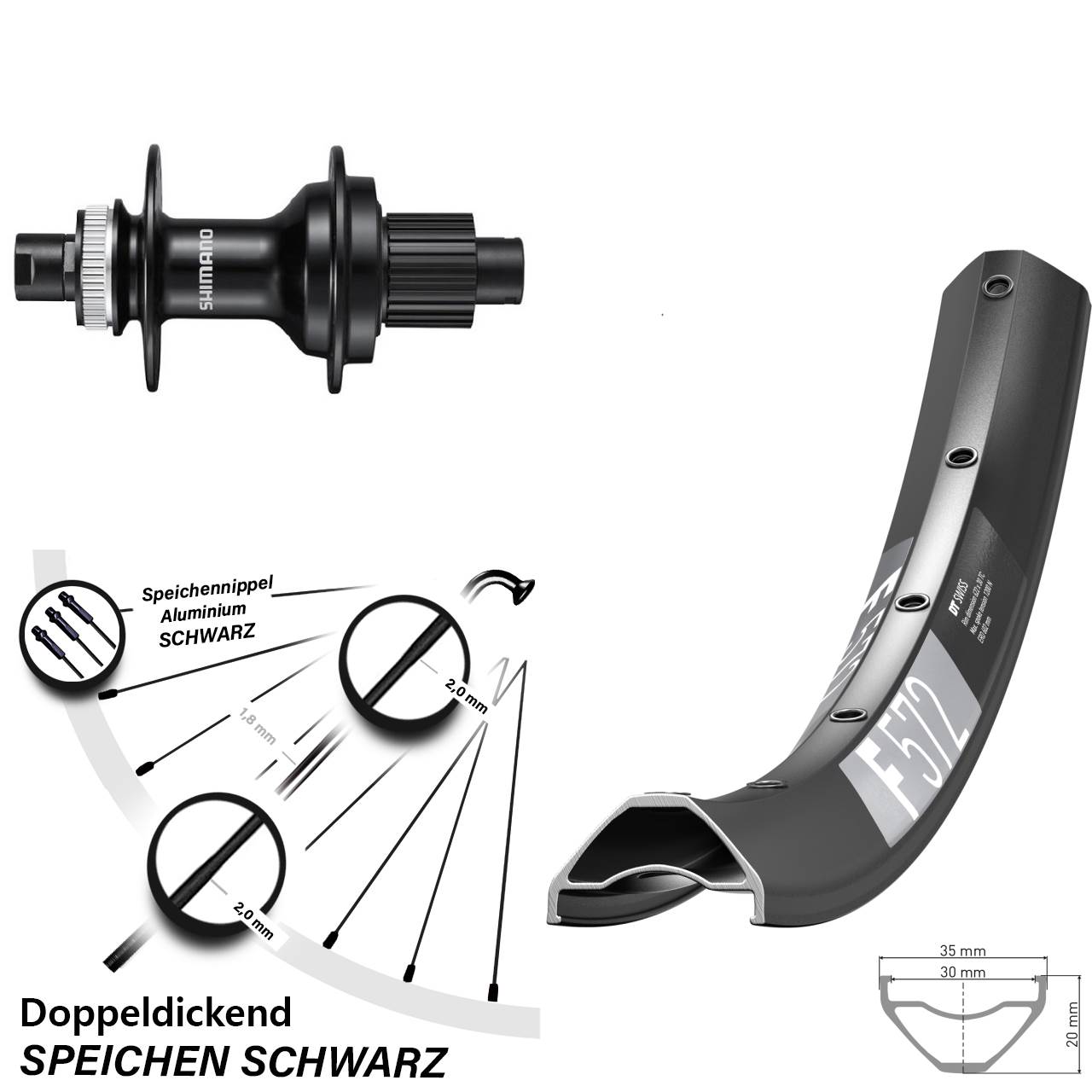 Disc Laufrad 12x142 27,5 Zoll DT Swiss F572 Shimano FH-MT510 Micro Spline