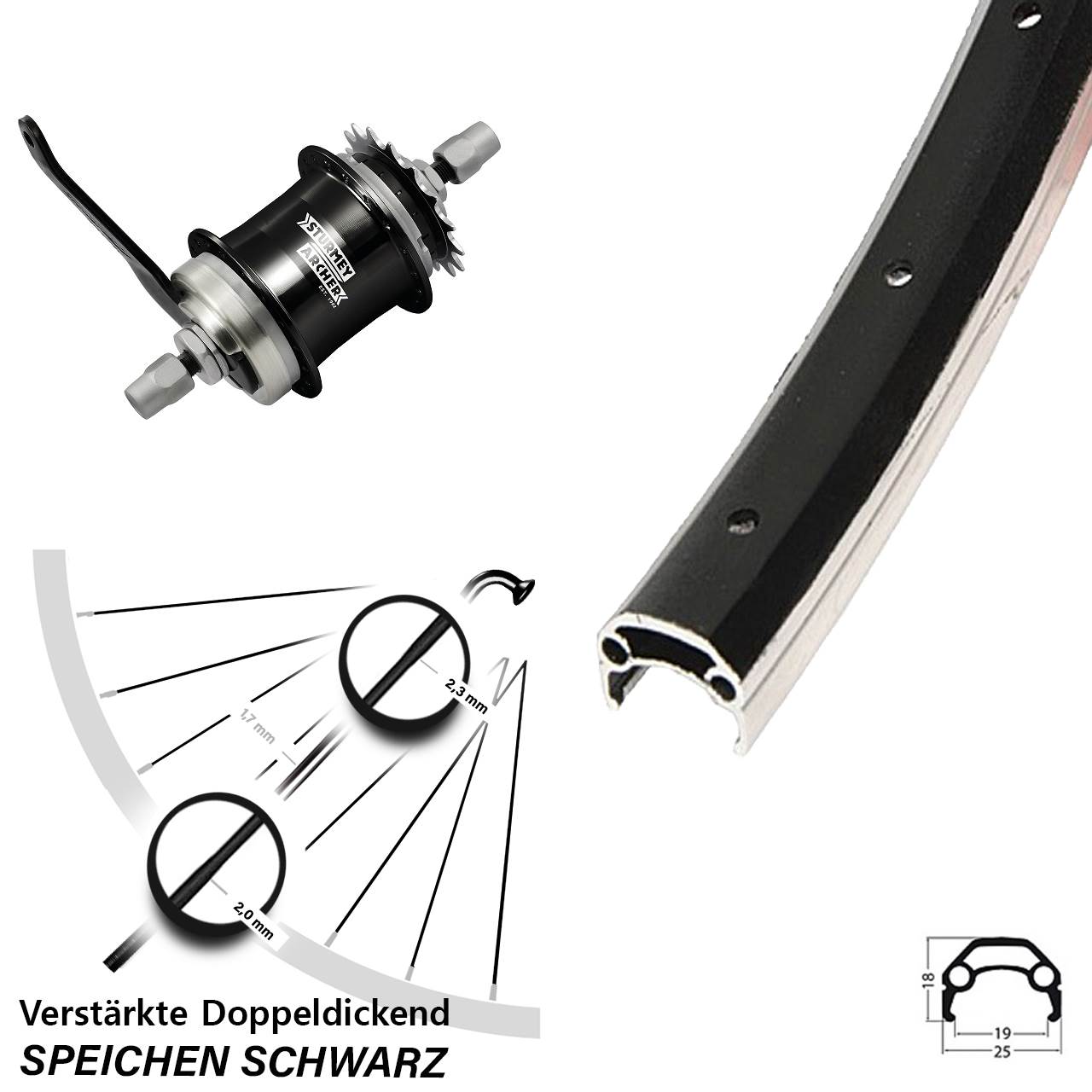Schürmann YAK 19 Hinterrad 20 Zoll Sturmey Archer S1C Rücktritt