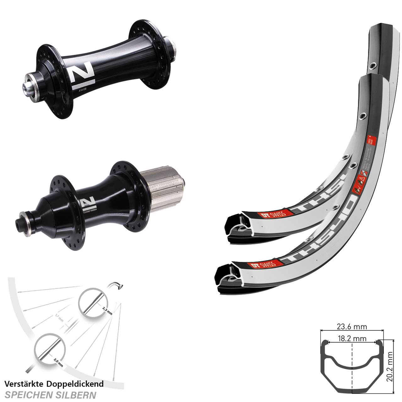 28 Zoll DT Swiss TK540 Novatec A141SB F162 HD Laufrad-Satz für Schnellspanner 8-12 fach HG