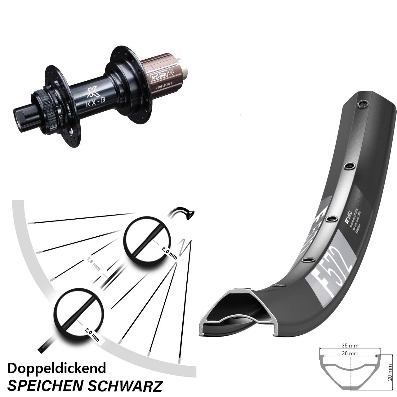 DT Swiss F572 KX-B 29 Zoll Disc Hinterrad 12x148 8-12 fach