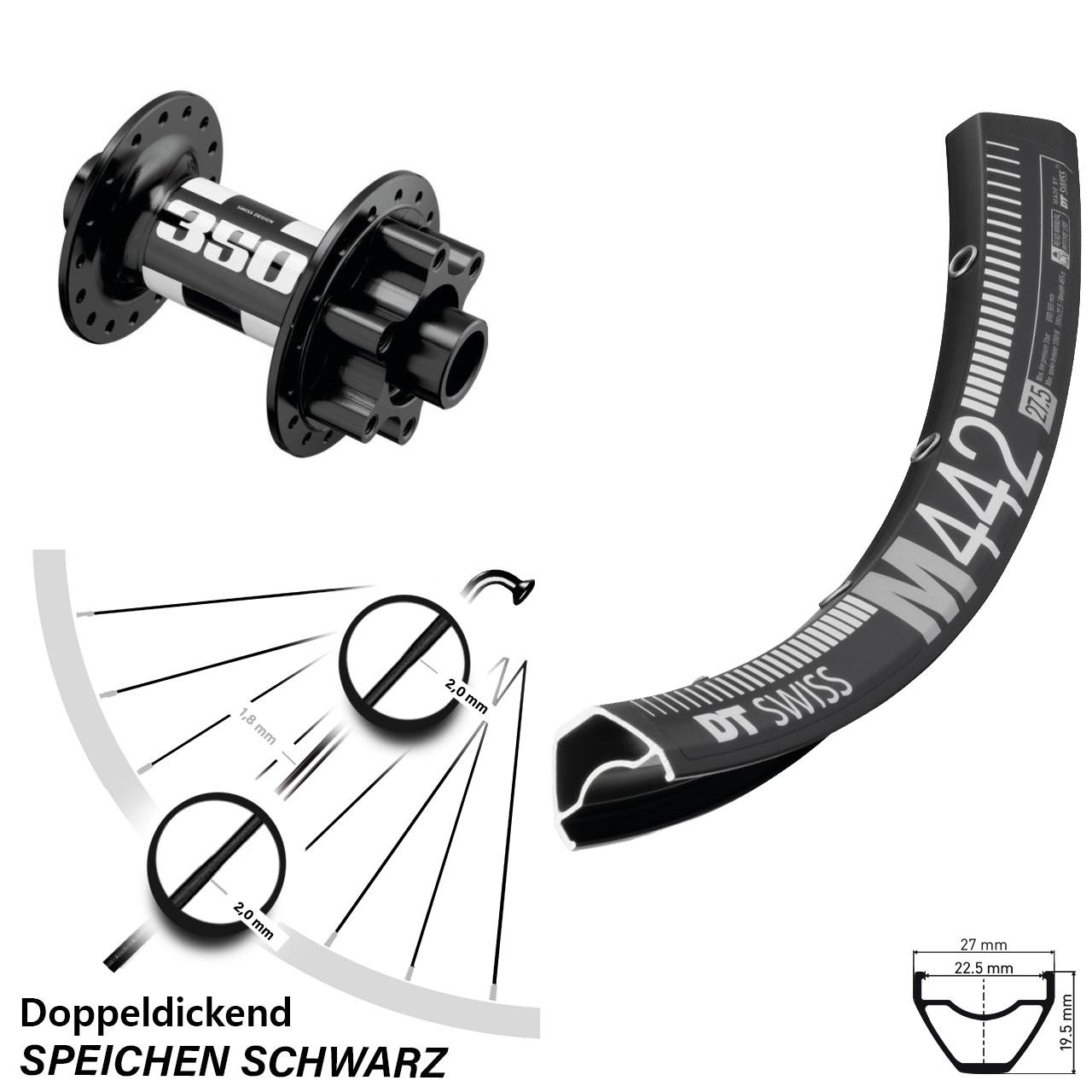 29 Zoll Vorderrad DT Swiss M 442-350 Boost
