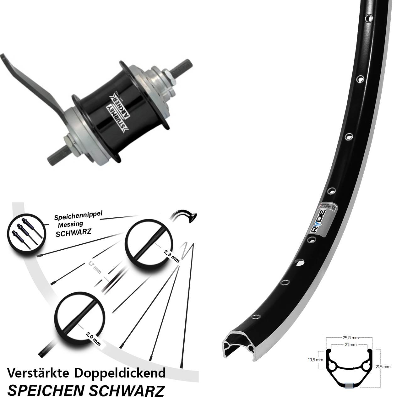 27,5 Zoll Ryde Zac 421 Sturmey Archer Duomatic Kickshift Hinterrad Rücktrittbremse