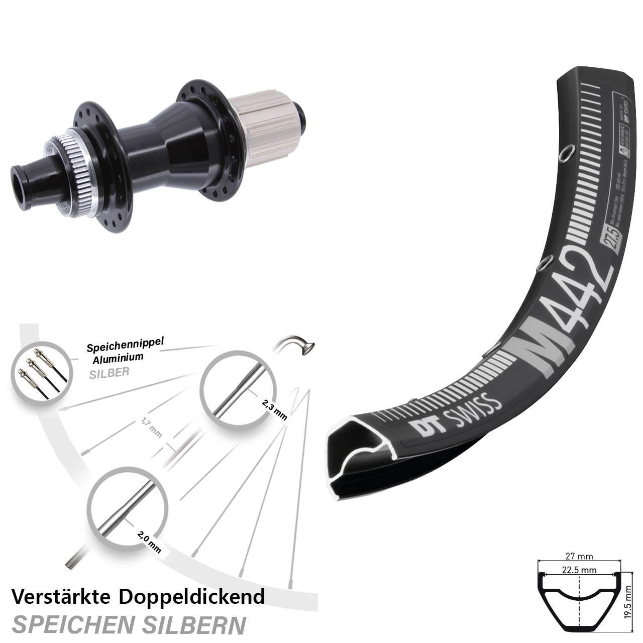 29 Zoll DT Swiss M 442 Novatec CL-142 Disc Laufrad 12x142 8-12 fach HG