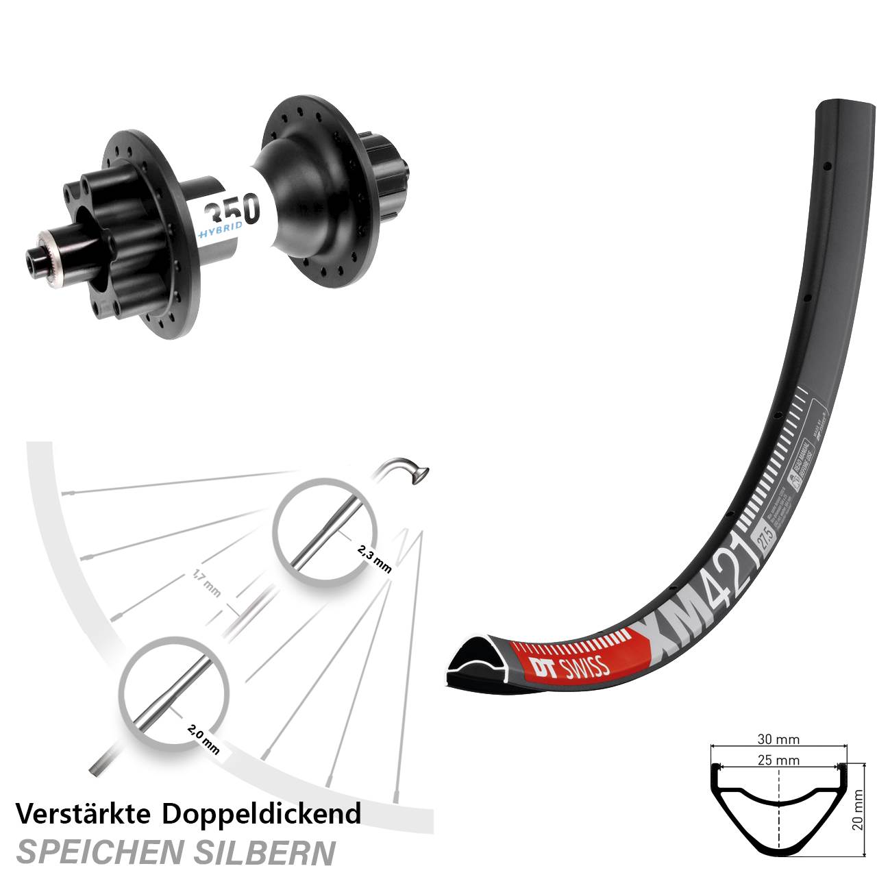 DT Swiss XM 421 DT Swiss 350 Hybrid Singlespeed 29 Zoll Disc Laufrad QR