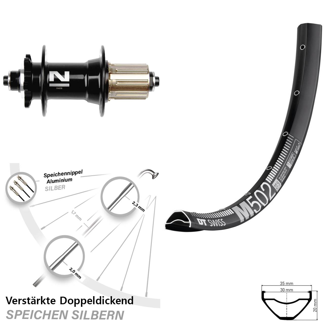 Hinterrad 6-Loch 29 Zoll DT Swiss M502 Novatec D-042 SB 8-11 fach HG QR