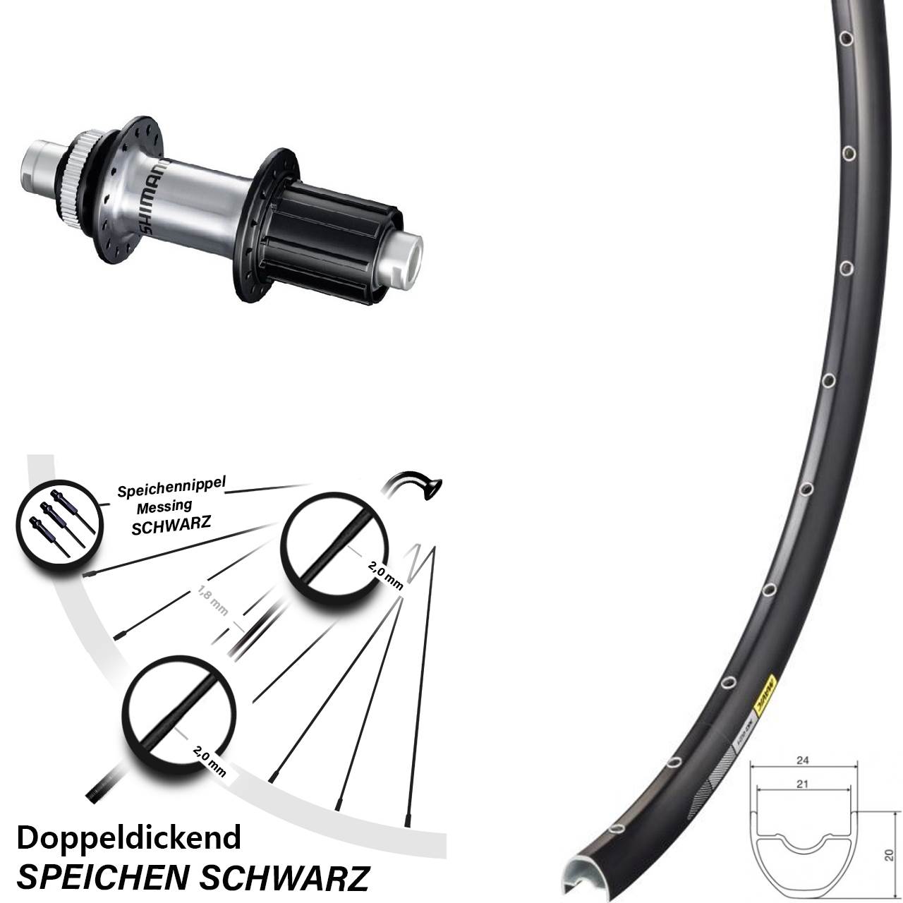 Disc Laufrad 12x142 29 Zoll Mavic XC621 Shimano FH-RS770 8-12 fach