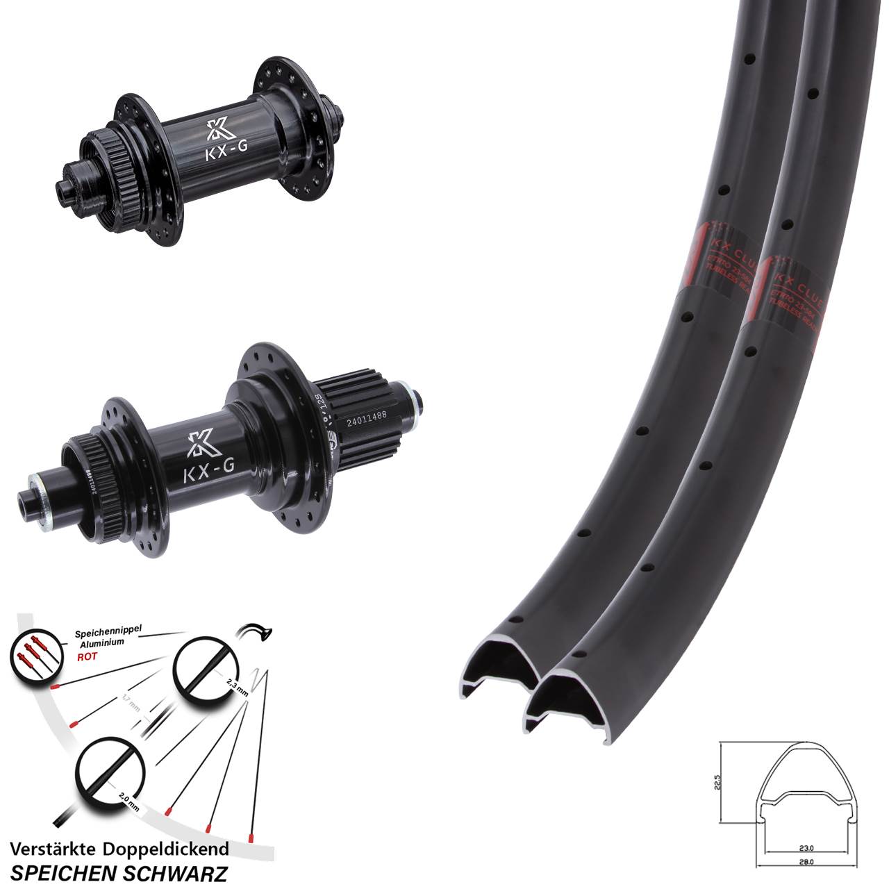 Centerlock Laufradsatz für Schnellspanner 27,5 Zoll KX-G Clue Shimano Micro Spline