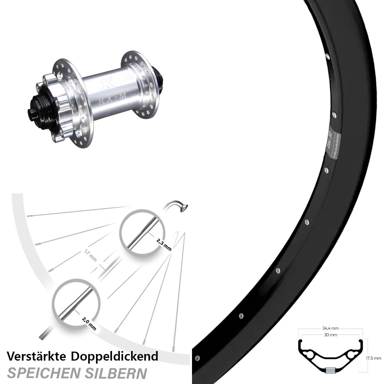 6-Loch Vorderrad QR 29 Zoll Ryde Disc 30 KX-M