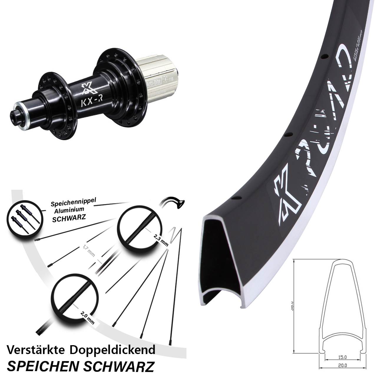 KX-R Road 28 Zoll Laufrad hinten für Schnellspanner 8-12 fach