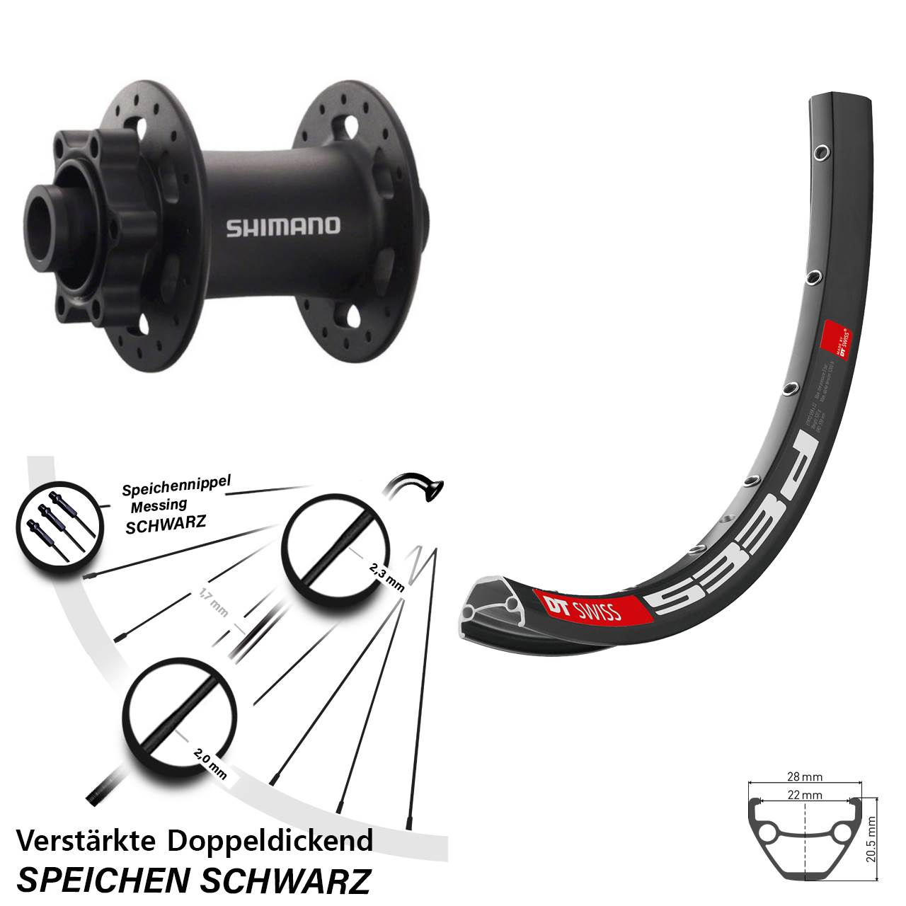 6-Loch Vorderrad 650B DT Swiss 533d Shimano Deore XT HB-M758 15x100