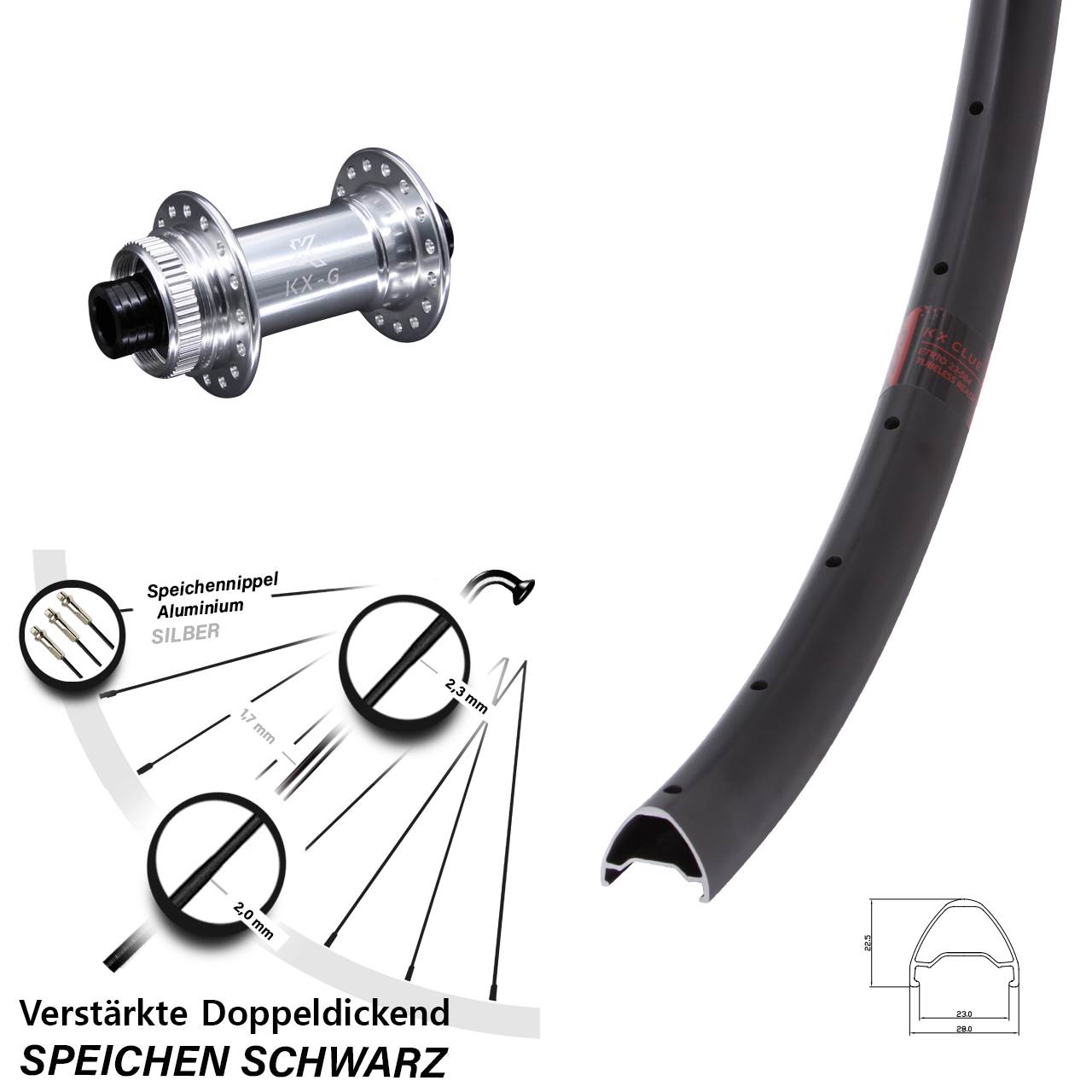 Vorderrad Centerlock 12x100 28-29 Zoll KX-G Clue