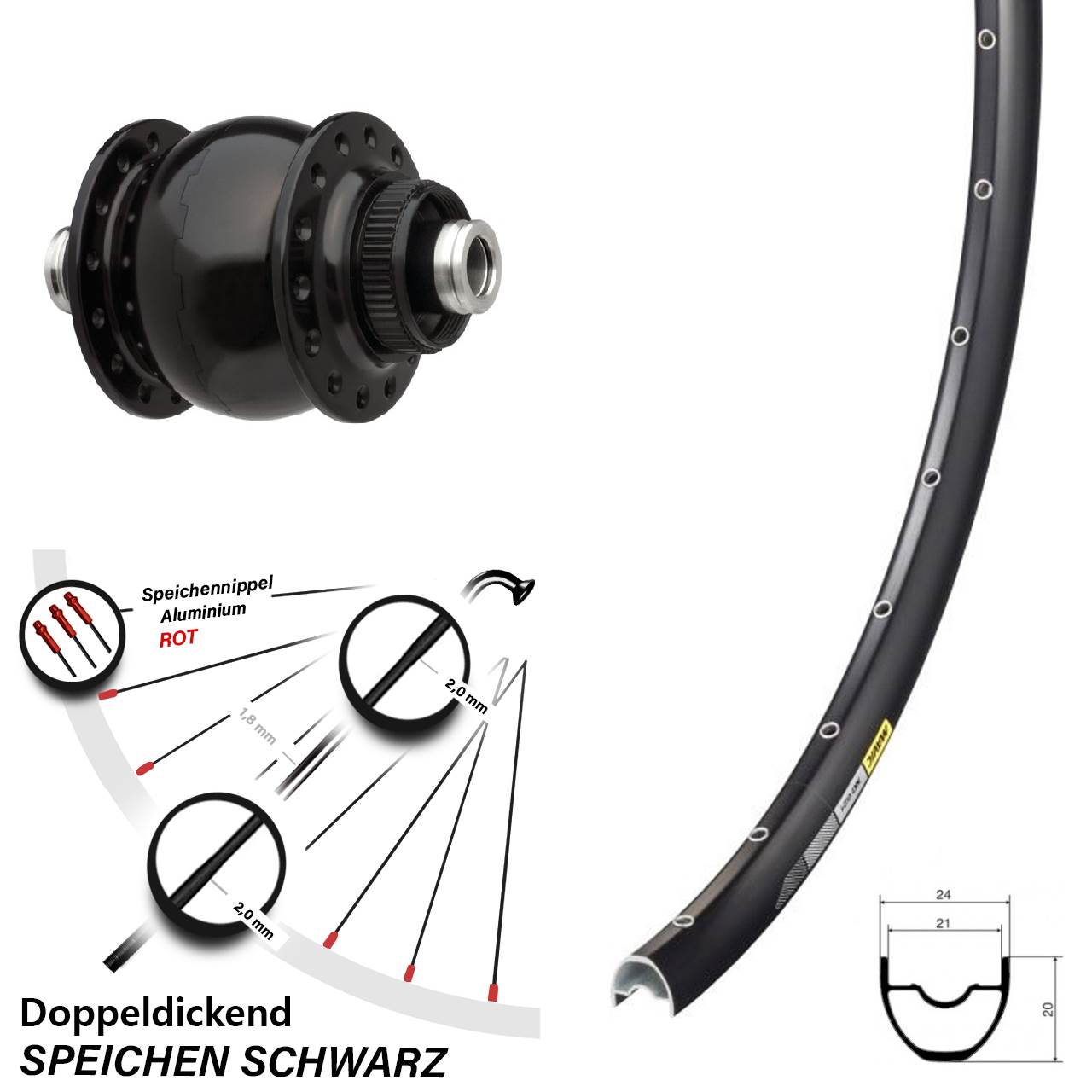 Disc Nabendynamo-Laufrad 28-29 Zoll Mavic XC621 SONdelux 12x100