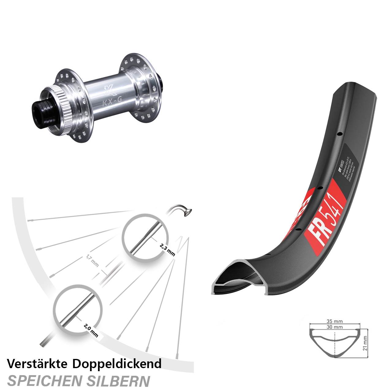 Vorderrad Centerlock 29 Zoll DT Swiss FR 541 KX-G 15x100