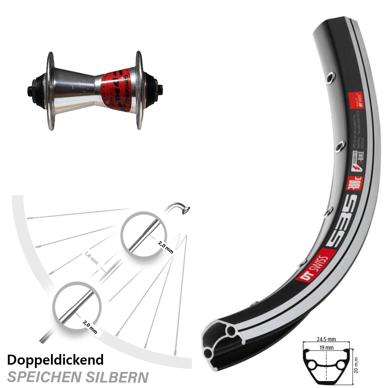 28 Zoll Vorderrad Formula Conic silbern DT Swiss 535