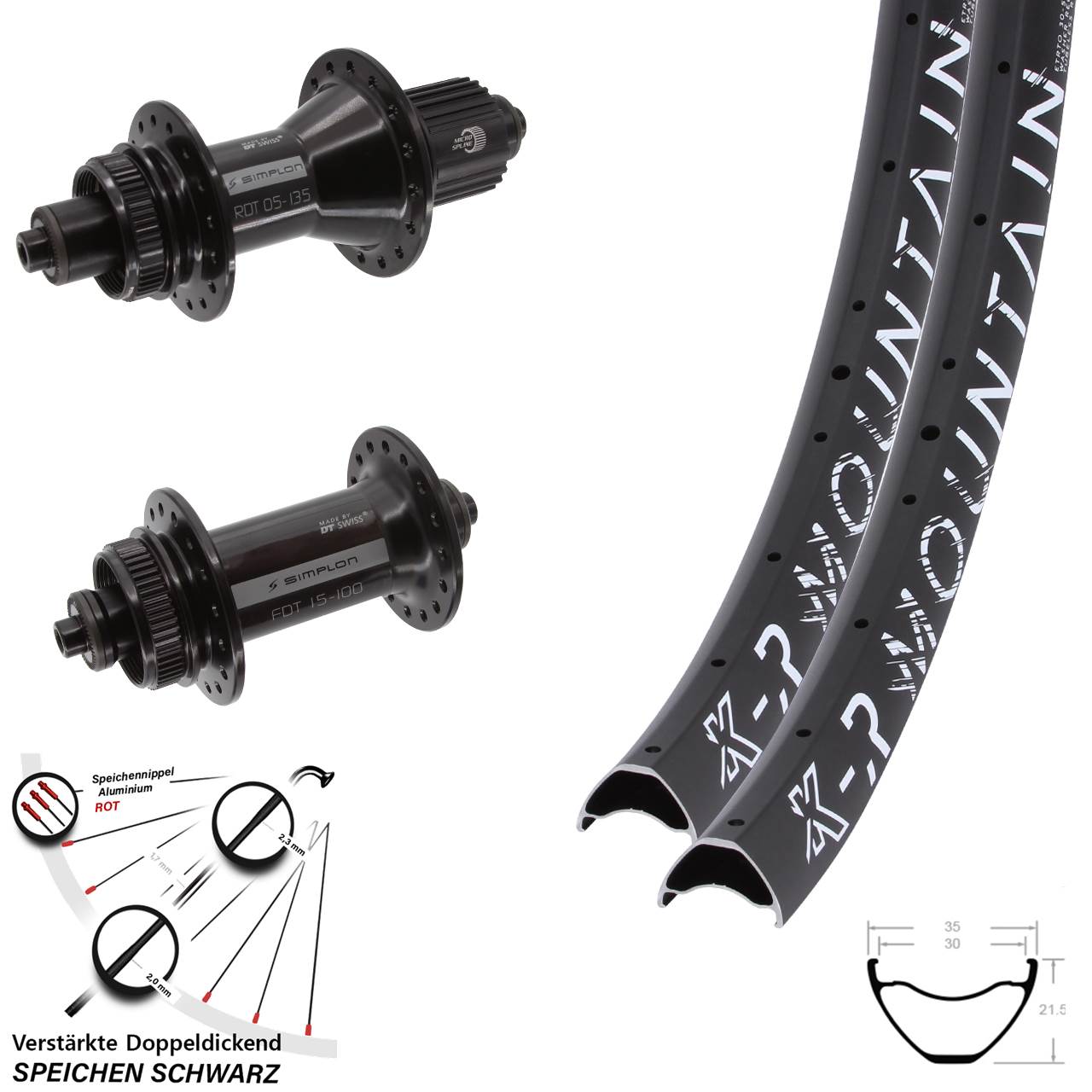 KX R Mountain DT Swiss 370 Hybrid Centerlock Laufradsatz 29 Zoll Micro Spline