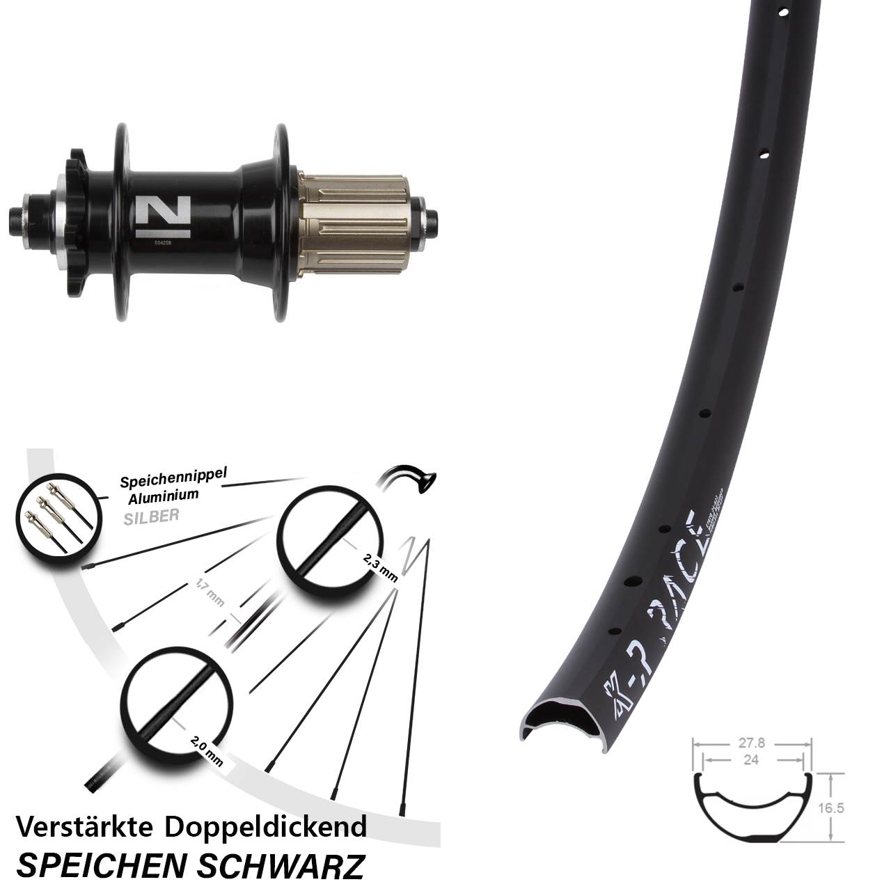 Hinterrad 6-Loch 28-29 Zoll KX-R Race Novatec D-042SB 8-11 fach für Schnellspanner