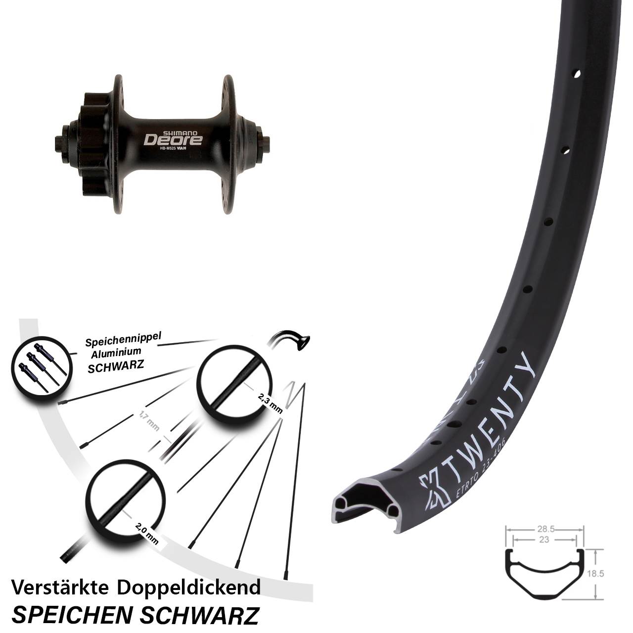 20 Zoll KX Twenty Shimano Deore Disc Laufrad QR