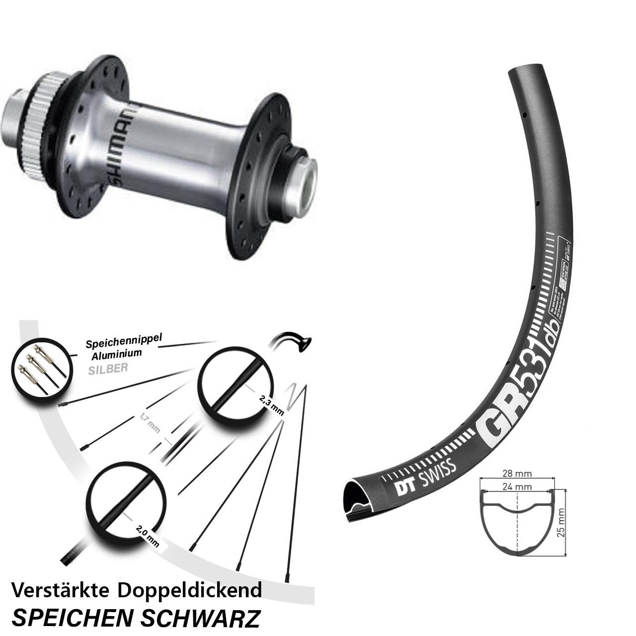 27,5 Zoll DT Swiss GR 531 Shimano HB-RS770 Vorderrad Centerlock 12x100