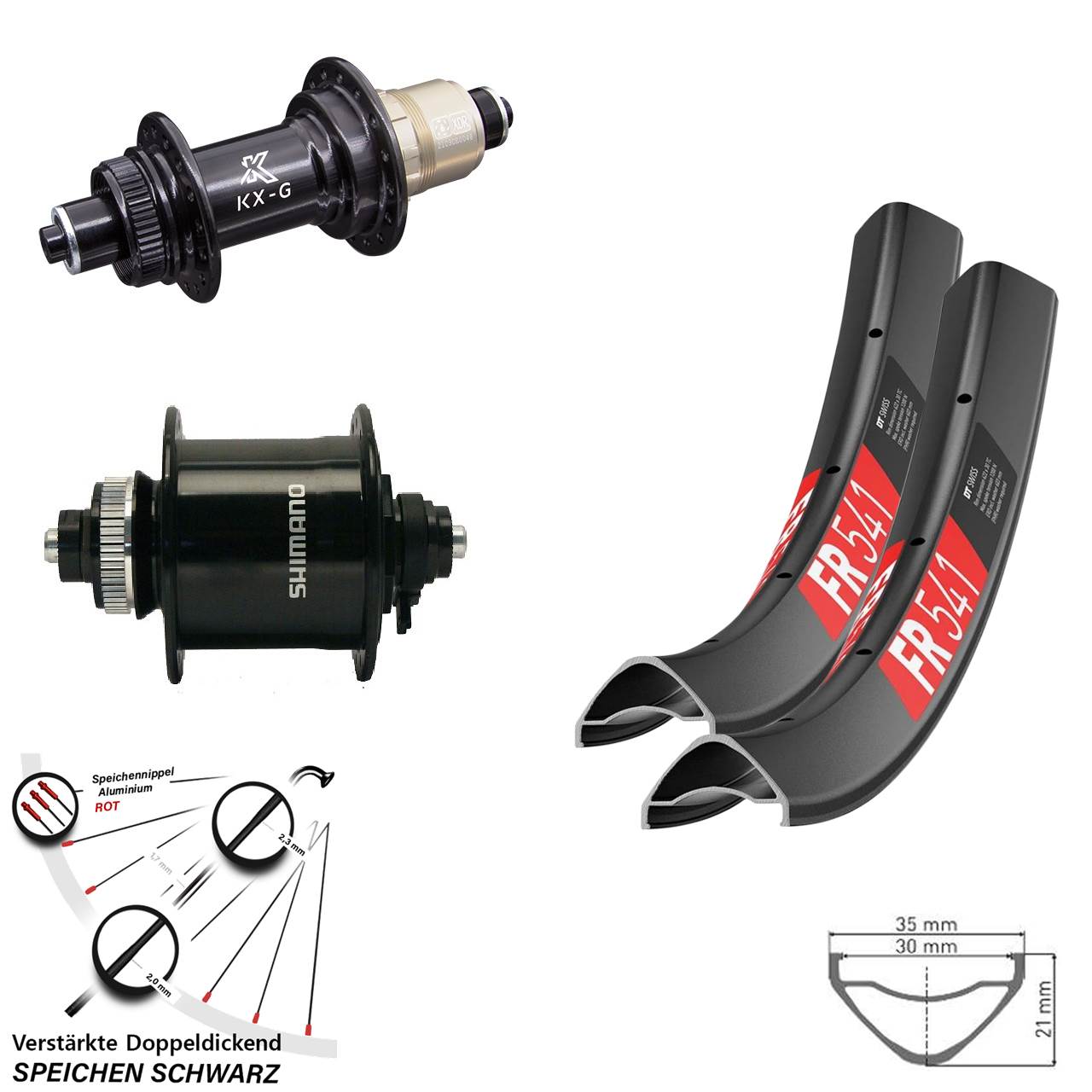 DT Swiss FR 541 KX-G Shimano DH-UR700 27,5 Zoll Disc Laufradsatz QR XDR