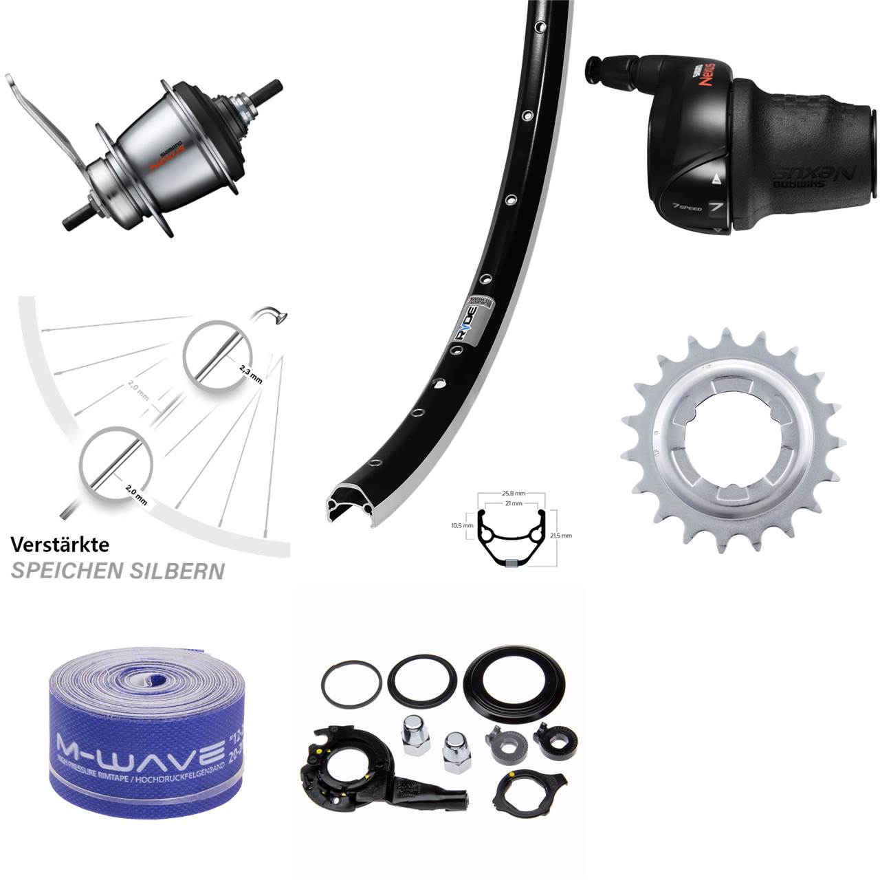 Shimano SGC3001-7-Gang Hinterrad 27,5 Zoll Ryde ZAC 421 mit Rücktrittbremse