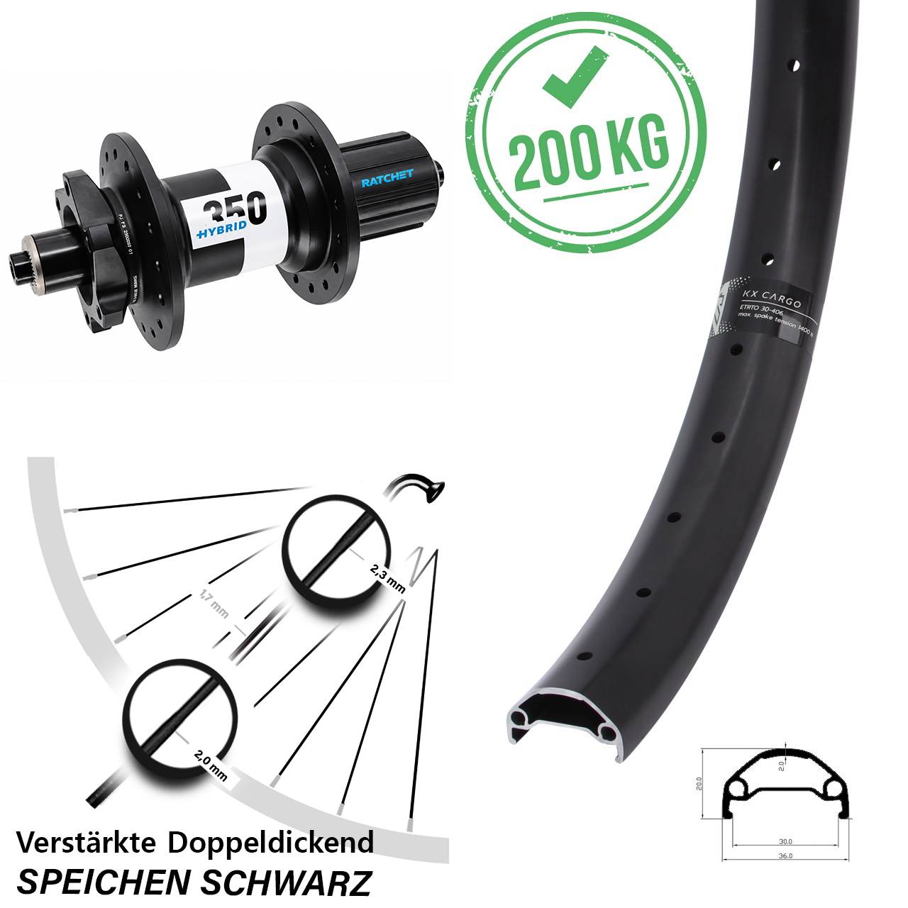 KX Cargo DT Swiss 350 Hybrid 29 Zoll Disc Laufrad QR Boost 8-11 fach HG