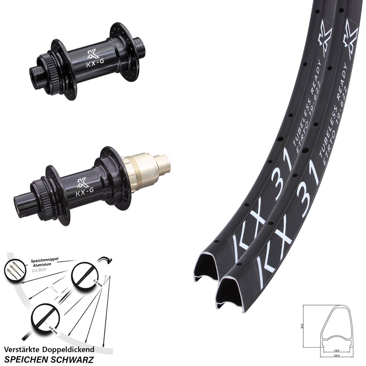 Disc Laufrad-Satz 28 Zoll KX-G 31 Offset XDR 15x100 12x142