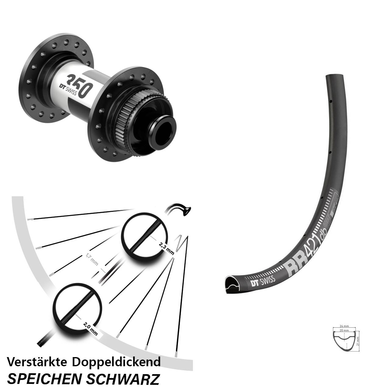 Disc Vorderrad 12x100 28 Zoll DT Swiss RR 421 DT Swiss 350