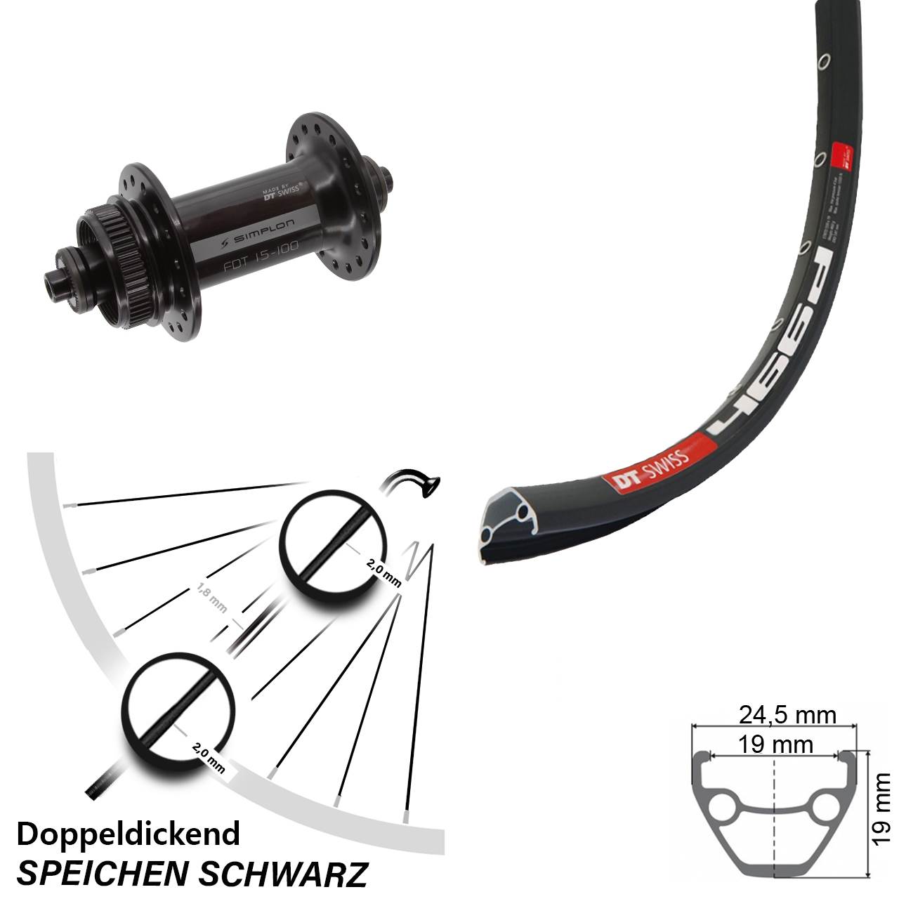 DT Swiss 466-370 28 Zoll Centerlock Vorderrad QR