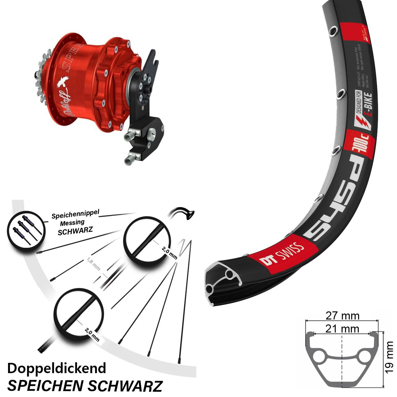 Disc Hinterrrad 28 Zoll DT Swiss 545d Rohloff Speedhub CC DB OEM2 rot