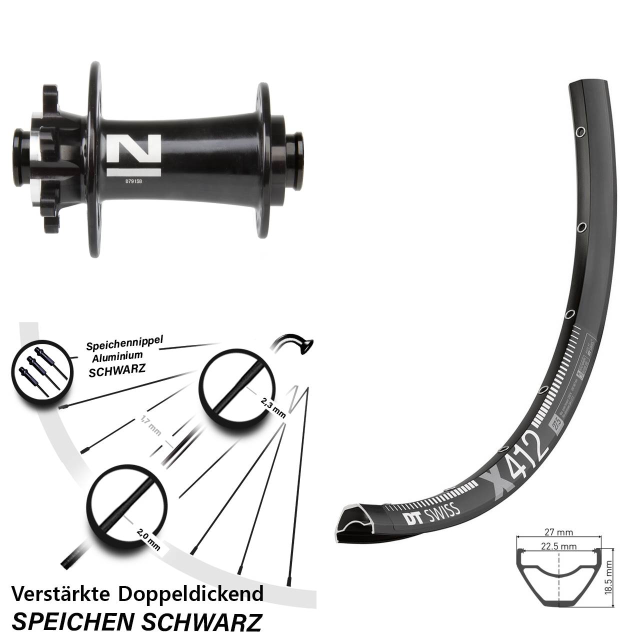 DT Swiss X 412 Novatec D791 29 Zoll Vorderrad 6-Loch 15x100