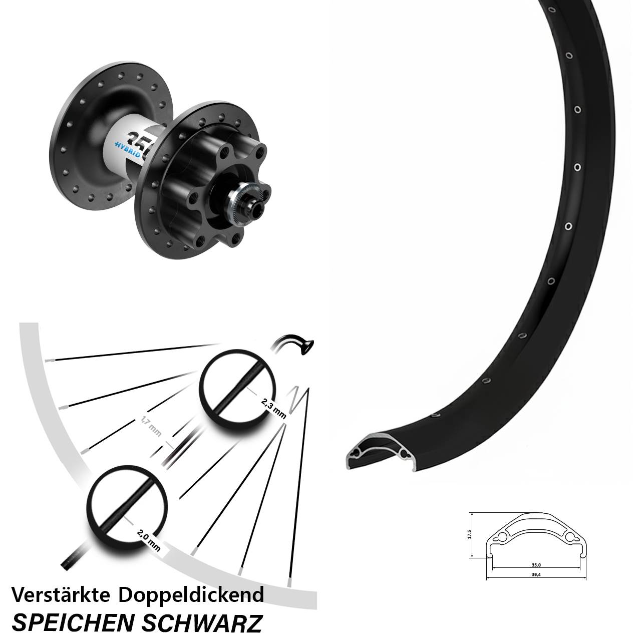 Vorderrad für Schnellspanner 29 Zoll Ryde Disc 35 DT Swiss Hybrid 350