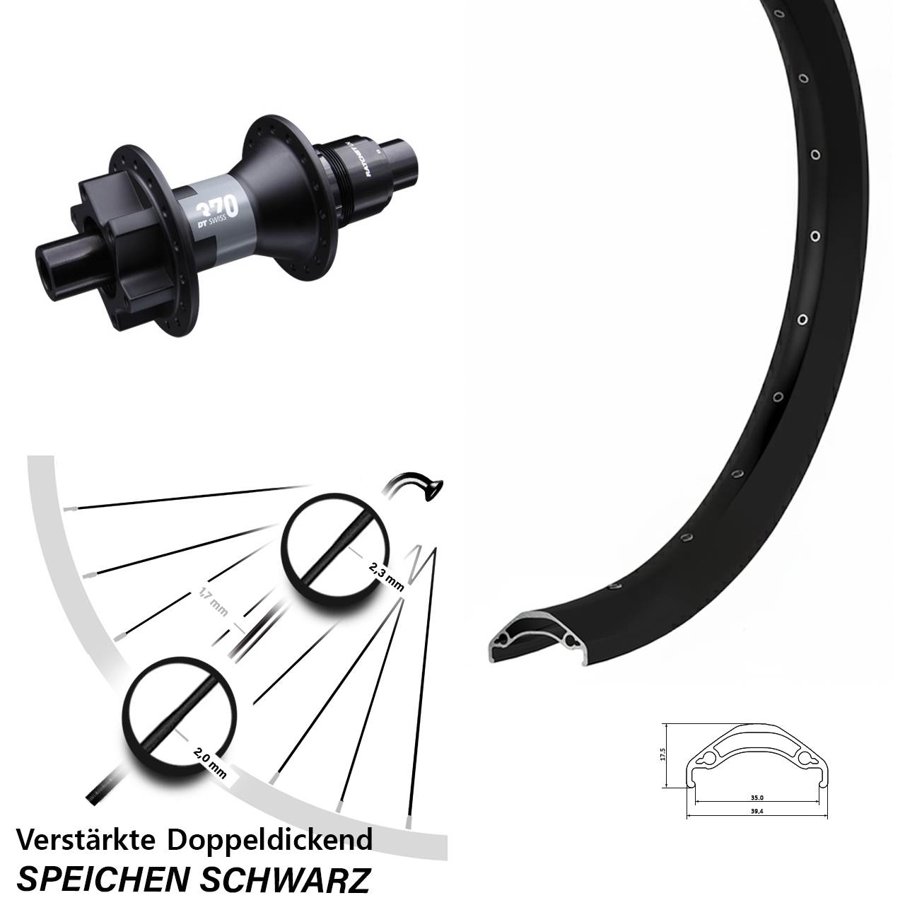 29 Zoll Hinterrad Ryde Disc 35 DT Swiss 370 SRAM XD 12x142