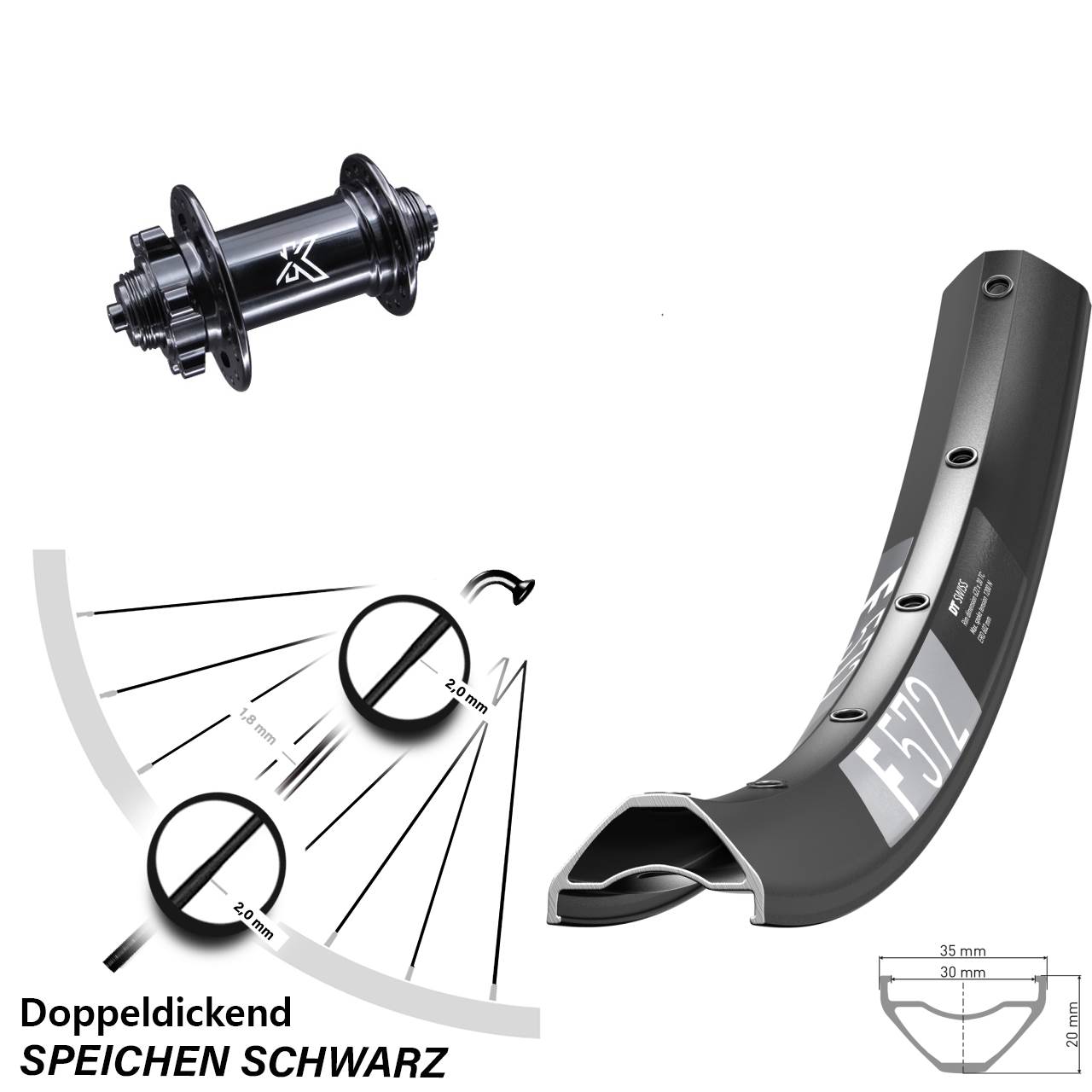 29 Zoll DT Swiss F 572 KX-M Disc Laufrad QR