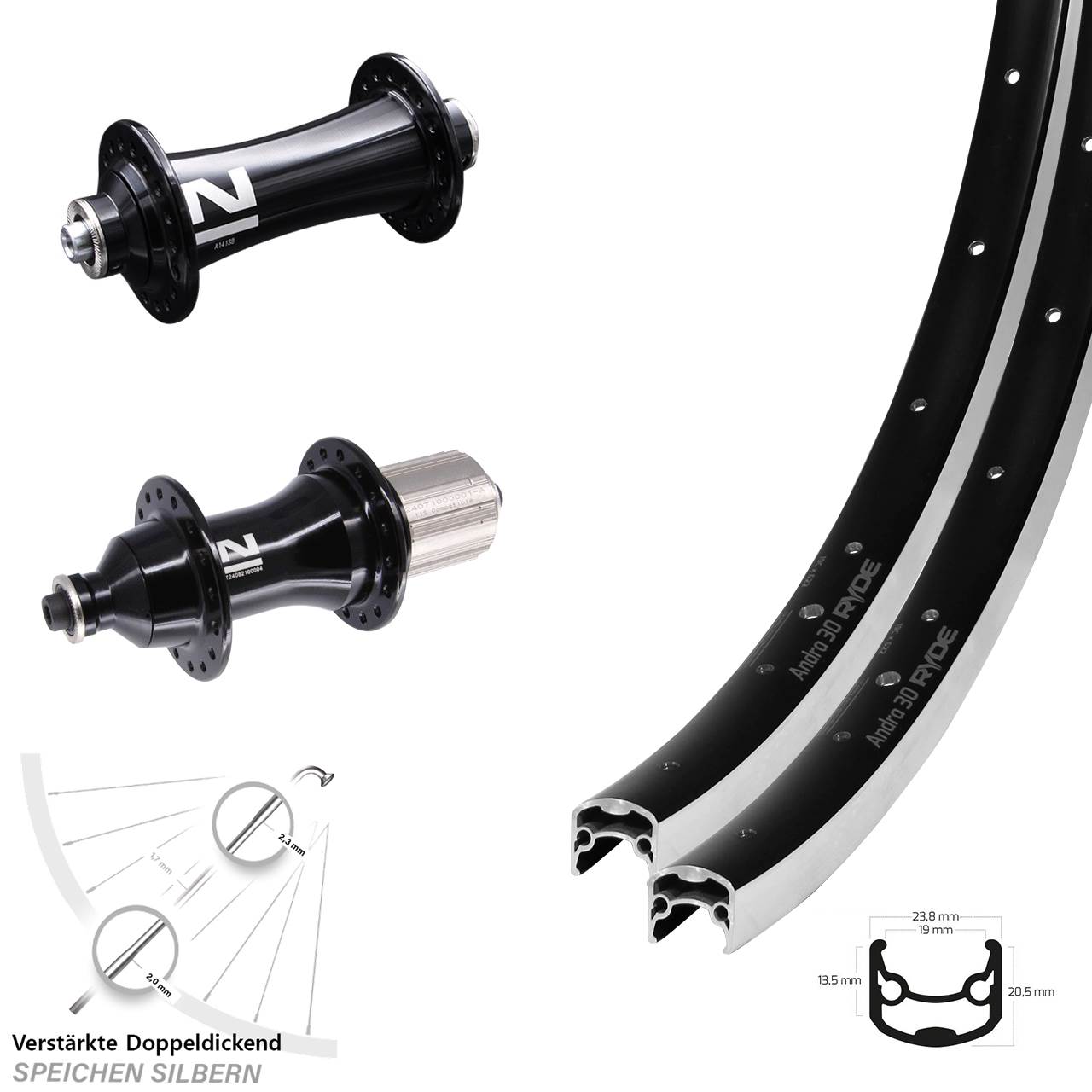 Laufradsatz 28 Zoll Ryde Andra 30 Novatec A141 F162 Heavy Duty 8-12 fach HG QR