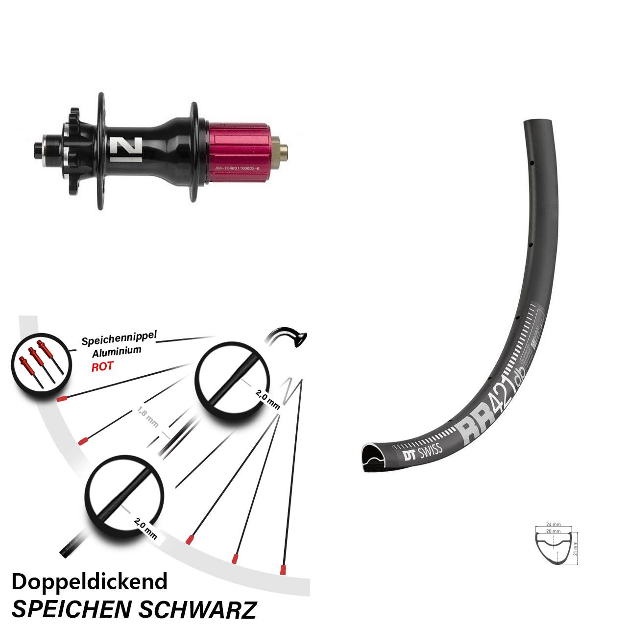 DT Swiss RR421 Novatec Superlight 28 Zoll Disc Hinterrad für Schnellspanner 8-12 fach HG