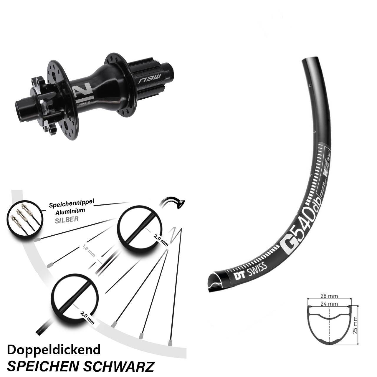 29 Zoll DT Swiss G540 Novatec Superlight 6-Loch Hinterrad 12x142 Campa N3W