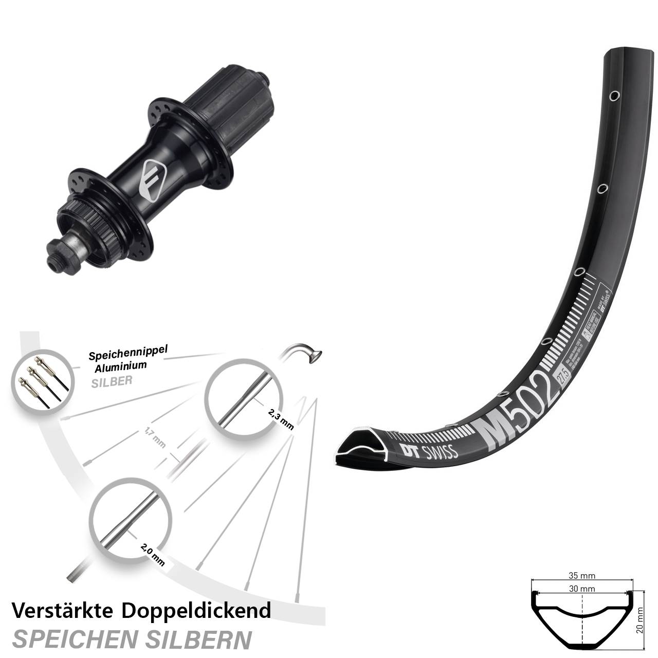 DT Swiss M 502 Formula CL52 29 Zoll Centerlock Hinterrad QR 8-11 fach HG