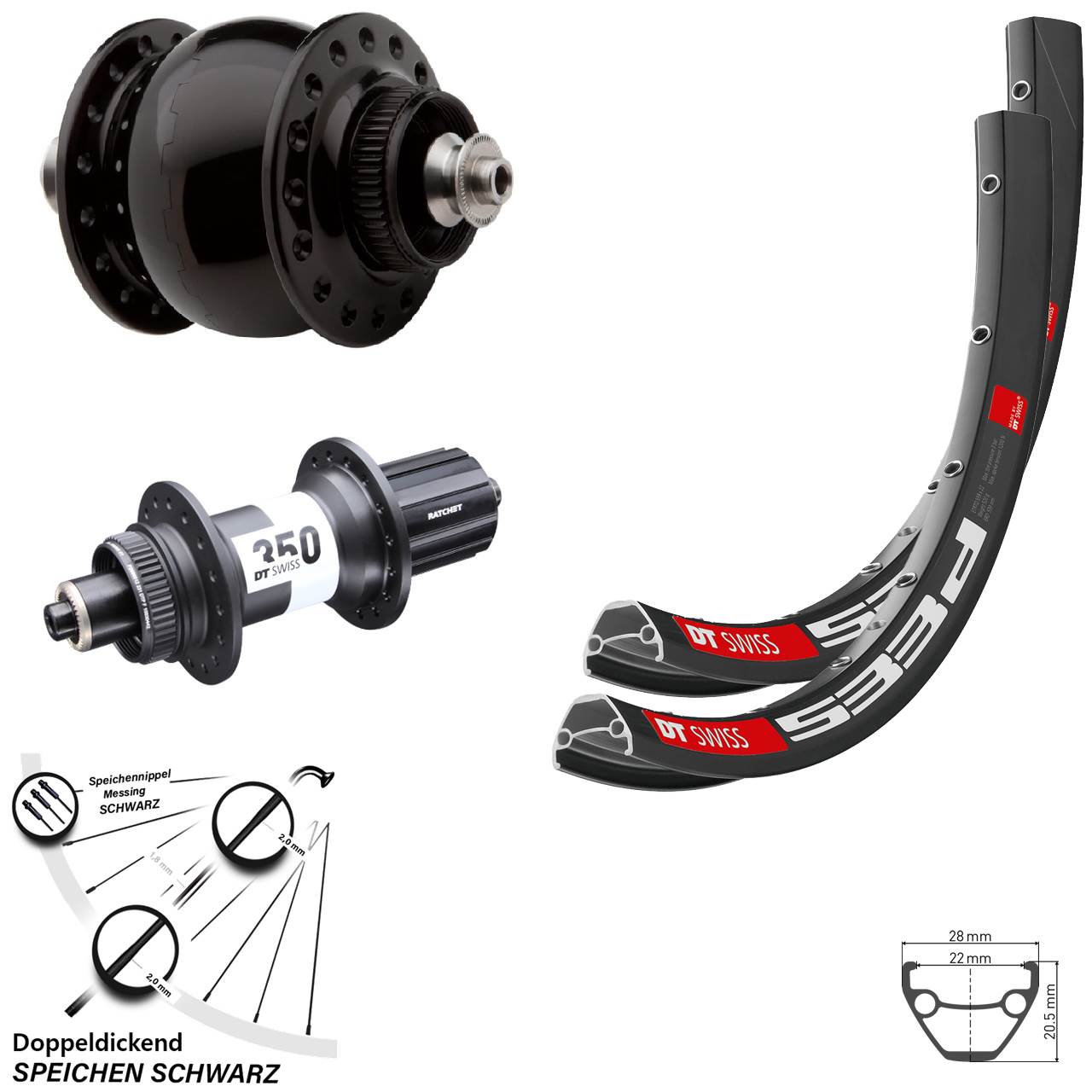 Laufrad-Satz QR 28-29 Zoll DT Swiss 533 D-350 Ratchet 36 SONdelux 8-11 fach