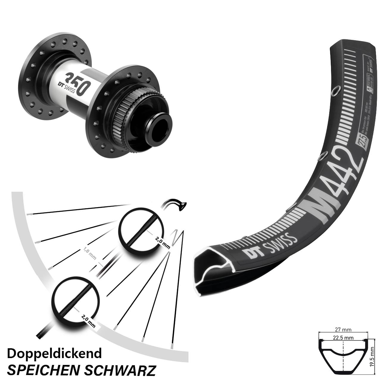 DT Swiss M442 DT Swiss 350 28-29 Zoll Disc Vorderrad 12x100