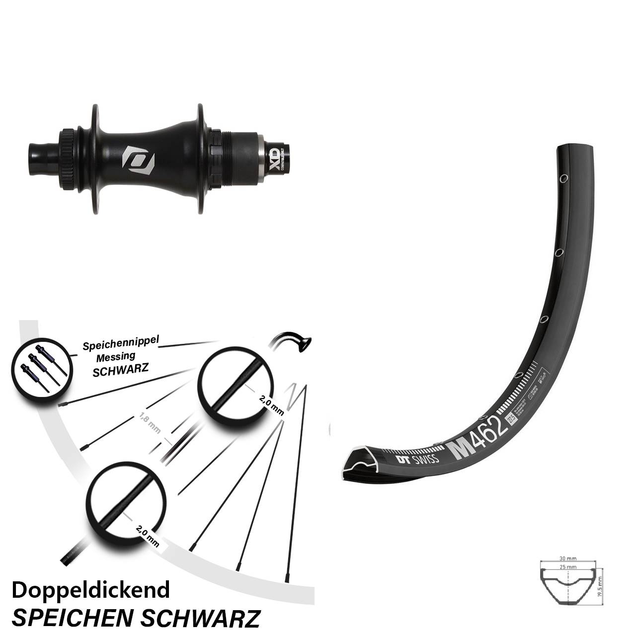 27,5 Zoll DT Swiss M 462 Hinterrad Syncros XD Centerlock 12x148