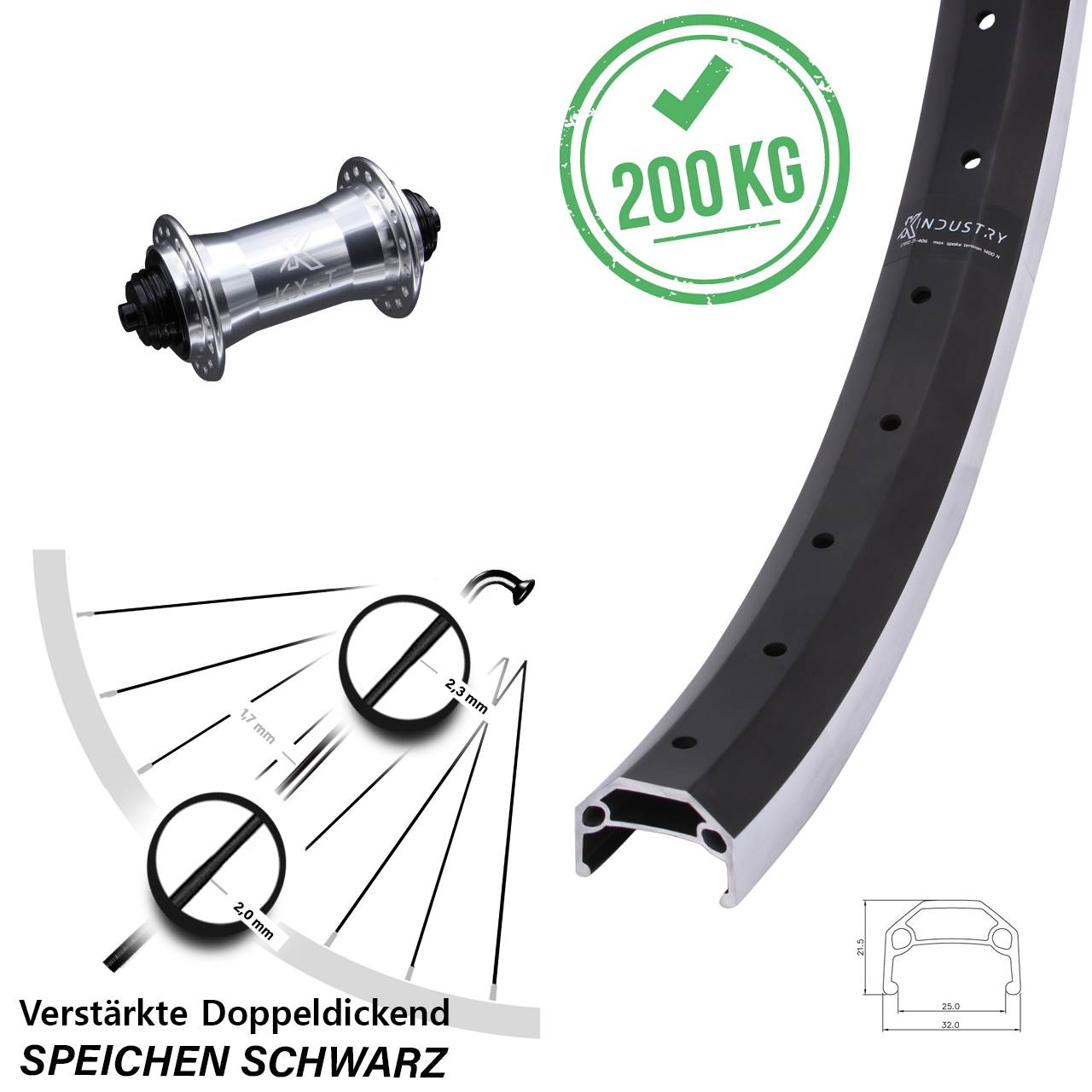 20 Zoll KX-T Industry verstärkt Laufrad für Schnellspanner