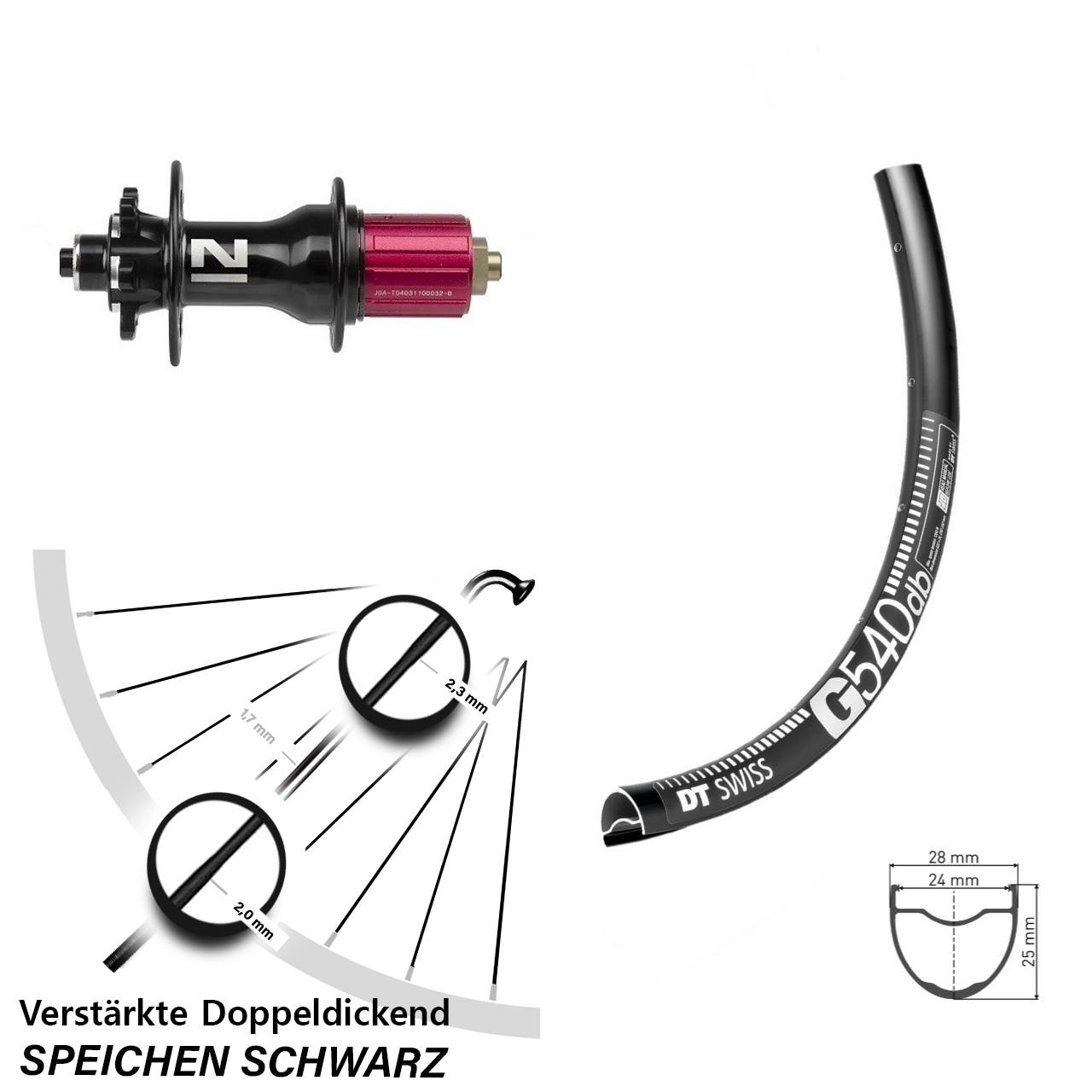 27,5 Zoll DT Swiss G540 Novatec D792SB Disc Laufrad für Schnellspanner 8-12 fach HG