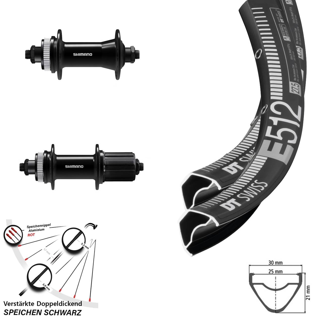 DT Swiss E512 Shimano QC400 Laufradsatz 29 Zoll 8-11 fach