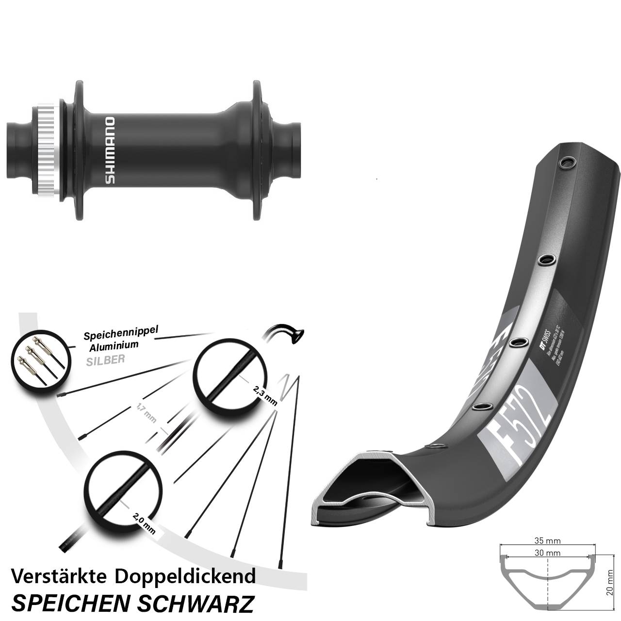 Vorderrad Centerlock 29 Zoll DT Swiss F572 Shimano HB-MT410-B 15x110 Boost